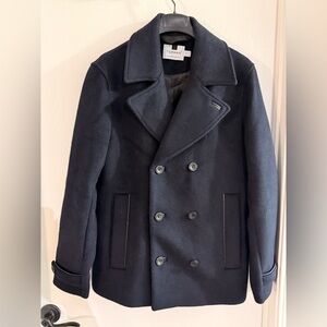 Topman S Men’s Navy Double-Breasted Peacoat